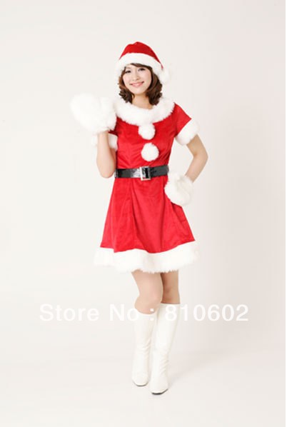 Sexy Red Lingerie Sleepwear Dress,Sleepwear,Underwear ,Uniform Play clothing, fancy dress hats+dress 10pcs free shipping