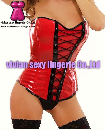 sexy red pvc corset Bustier 1204/(S,M,L,XL) wholesale price