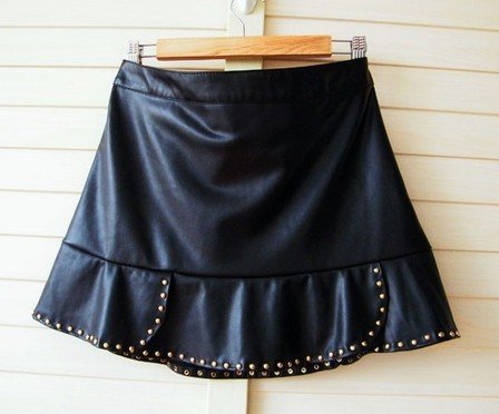 Sexy rivet the orange petals Yebian package hip a leather skirt bust skirt NOT-U211