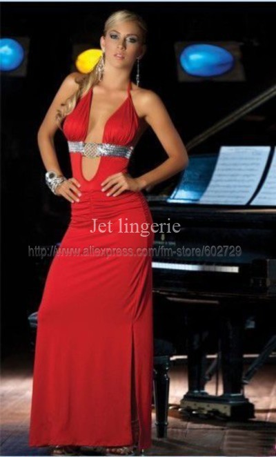 Sexy Shiny RED Gown Long Dress Evening Party Dresses J8305
