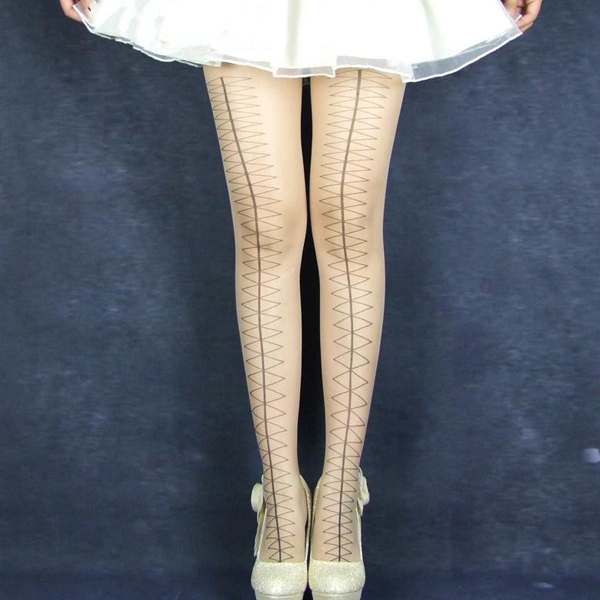 Sexy Silk Ribbon Tattoo Pantyhose Transparent Sock Stockings Tights Leggings FREE SHIPPING