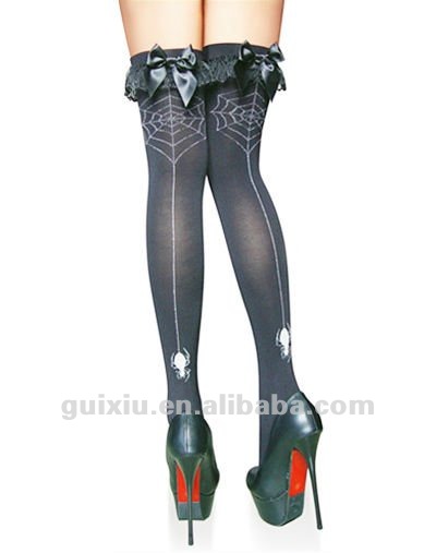 Sexy Spider Web Backseam Thigh Highs Stockings