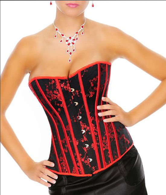Sexy stripe vest red embroidered corset royal shapewear 8106