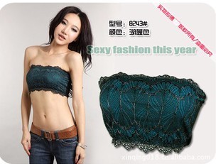 Sexy sweet all-match basic flower lace quality bamboo charcoal fiber tube top tube top laciness around the chest 2