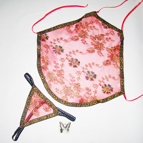 Sexy t adult fun sleepwear translucent women's apron set 0824