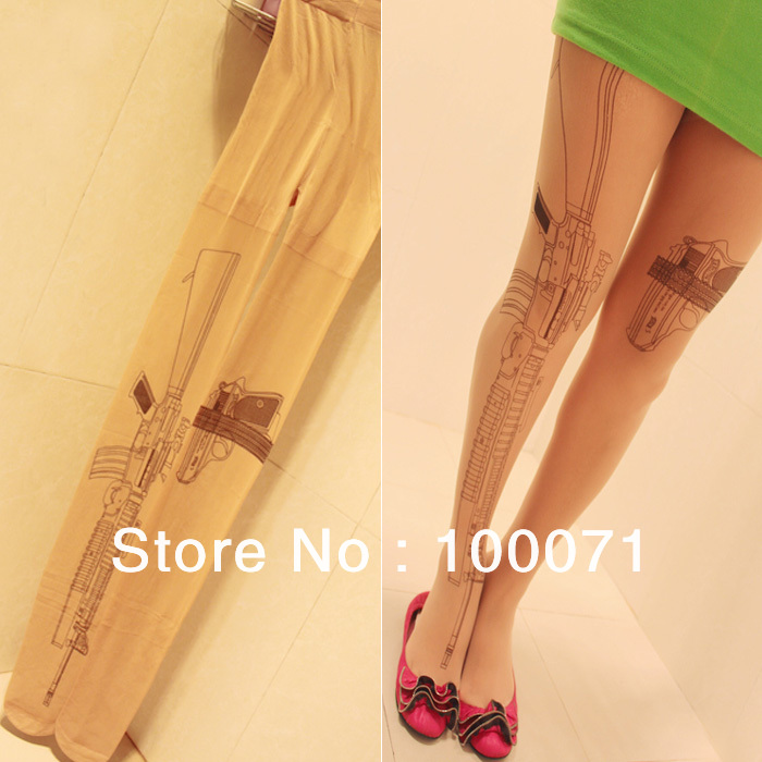 Sexy Tattoo Socks Transparent Pantyhose Stockings Tights Leggings  [22737|01|01]