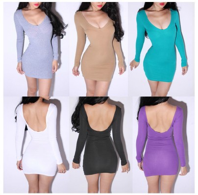 Sexy tight neon color basic women backoff mini dress/free shipping fluorescence color lowback dress wholesale/Bee Fashion/F0711