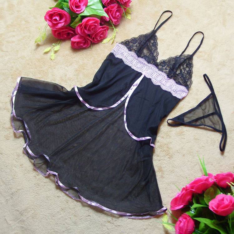 Sexy transparent gauze short skirt t st6313 women's sleepwear erotic underwear of the women