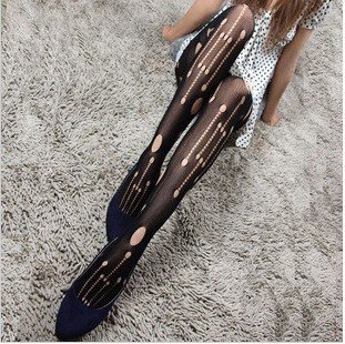 Sexy trend of the black hole in the mesh Core wire stockings free shipping