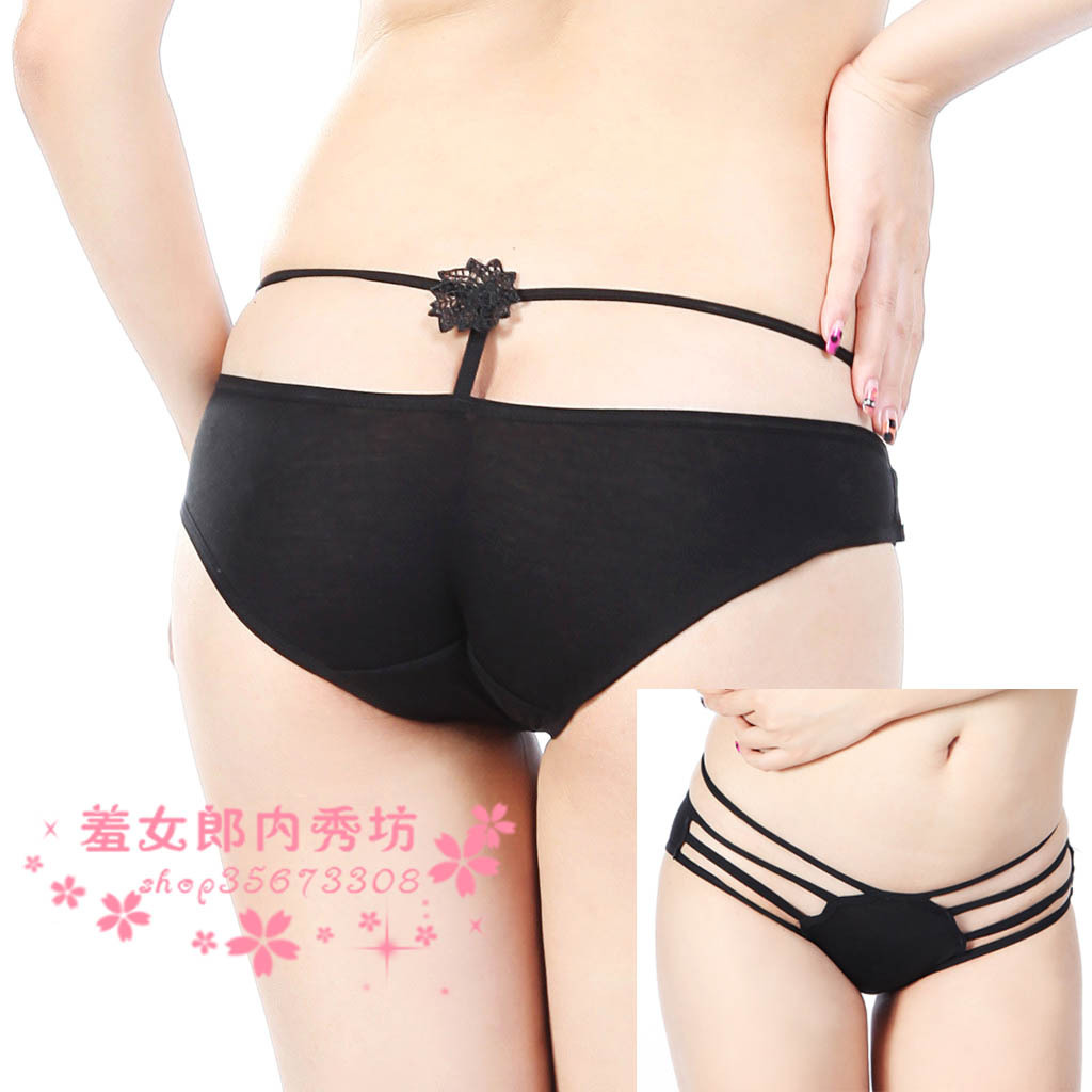 Sexy unique fine with hollow out flowers bamboo fiber underwear underwear