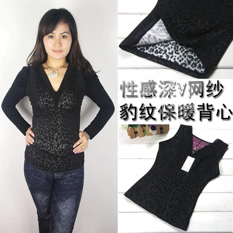 Sexy V-neck basic thermal vest thermal thickening plus velvet body shaping vest beauty care women's thermal clothing