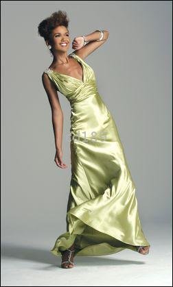 Sexy V-neck green pleated elastic woven satin floor-length Evening Dresses! Any size and color!