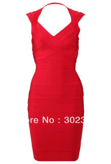 Sexy V-neck sexy racerback tight-fitting HL bandage mini slim cocktail Prom evening party formal women's ladies dresses HL615