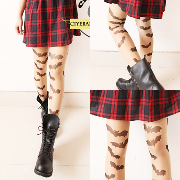 Sexy Vampire Bat Tattoo Pantyhose Transparent Sock Stockings Tights Leggings FREE SHIPPING