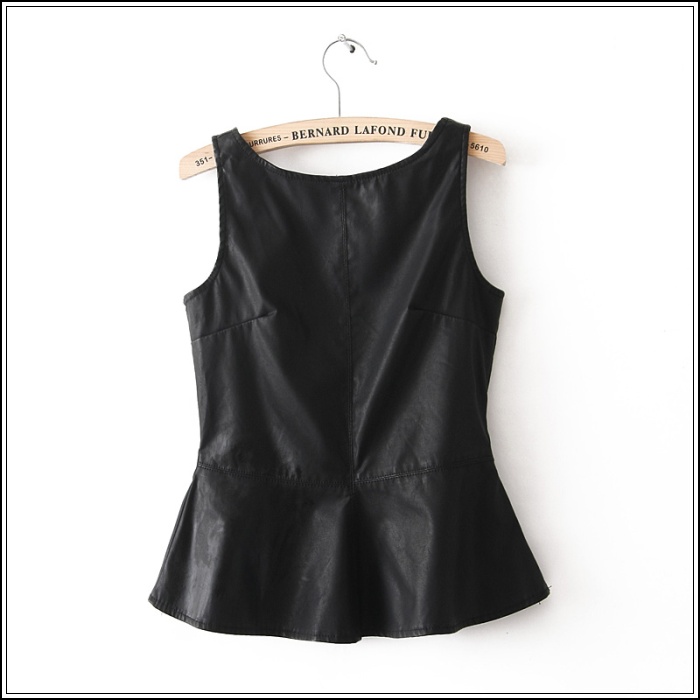 sexy vest woman PU v-neck slim leather clothing sexy high waist women leather vest free shipping