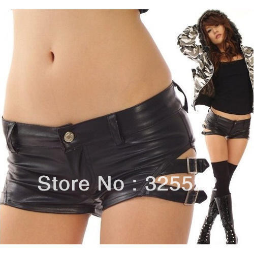 Sexy Woman's Summer Black Higher Quality PU Pole dancing Shorts Cool Shorts C58