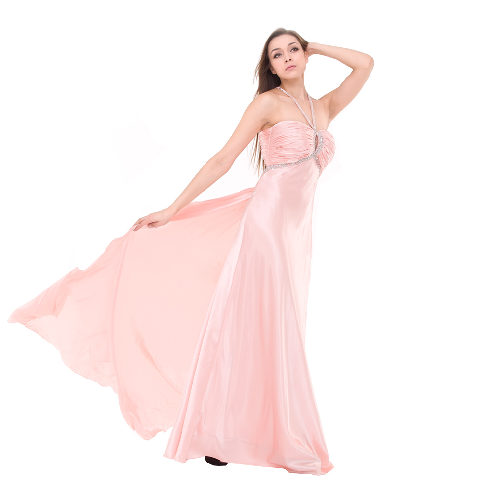 Sexy Women Halter Full Length Shinning Bridesmaid Prom Gowns Party Dress  LF086
