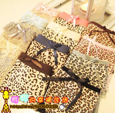 sexy women's low-waist 100% cotton . panties lace small leopard print chromophous