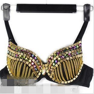 SEXY WOMEN'S SEQUINS METAL TASSEL RIVETS PUSH UP BRA UNDERWEAR FREE SHIPPING