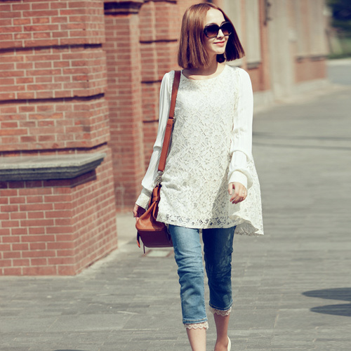 Sexy women's summer fashion casual lace blouses RJ8897