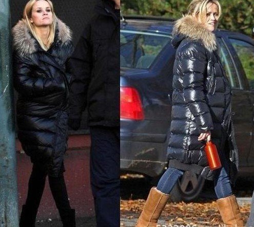 SEXY WOMENS Down Feather Winter 100% Real fur Jacket Trendy Coat trench HOODED