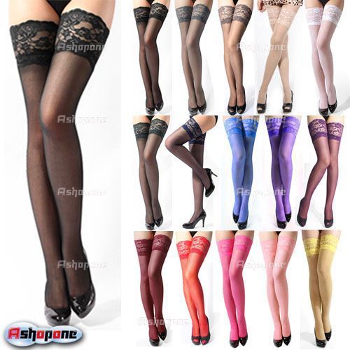 Sexy Womens Sheer Lace Top Thigh High Stockings 15 Colors