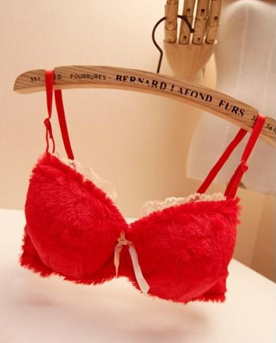 Shaggier ruffle red color block bra set