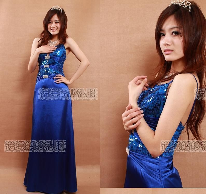 Shanghai  long design blue evening dress propose a toast the bride formal dress physical 402 - 2 pat