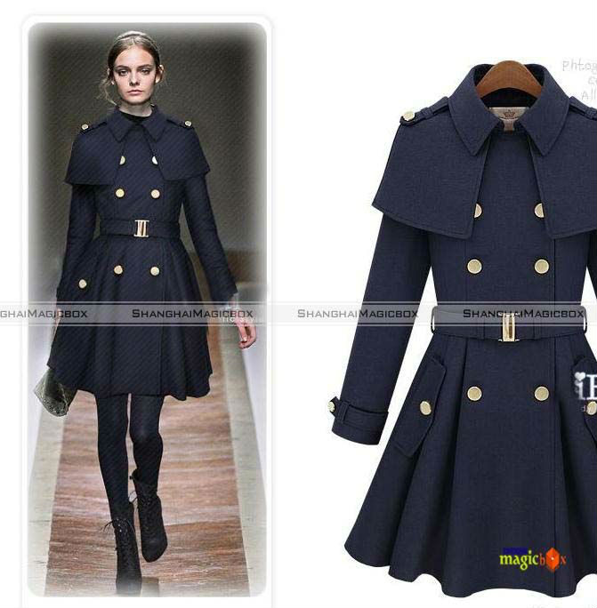 Shanghaimagicbox Women Fashion Vintage Double Breastd Dress Overcoat Coat New WCOT068