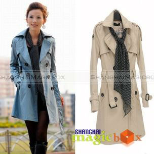 Shanghaimagicbox Women Fashion Vintage Slim Fit Casual Bowknot Trench Coat New WCOT002