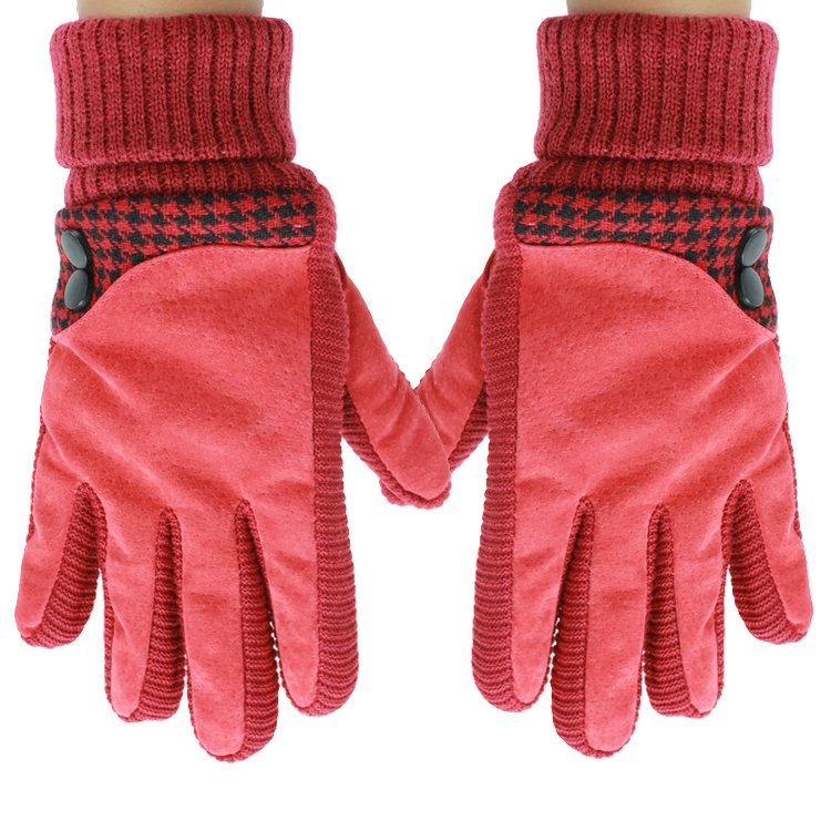 Shanglovebei genuine leather pigskin women's winter plus velvet thermal fashion gloves