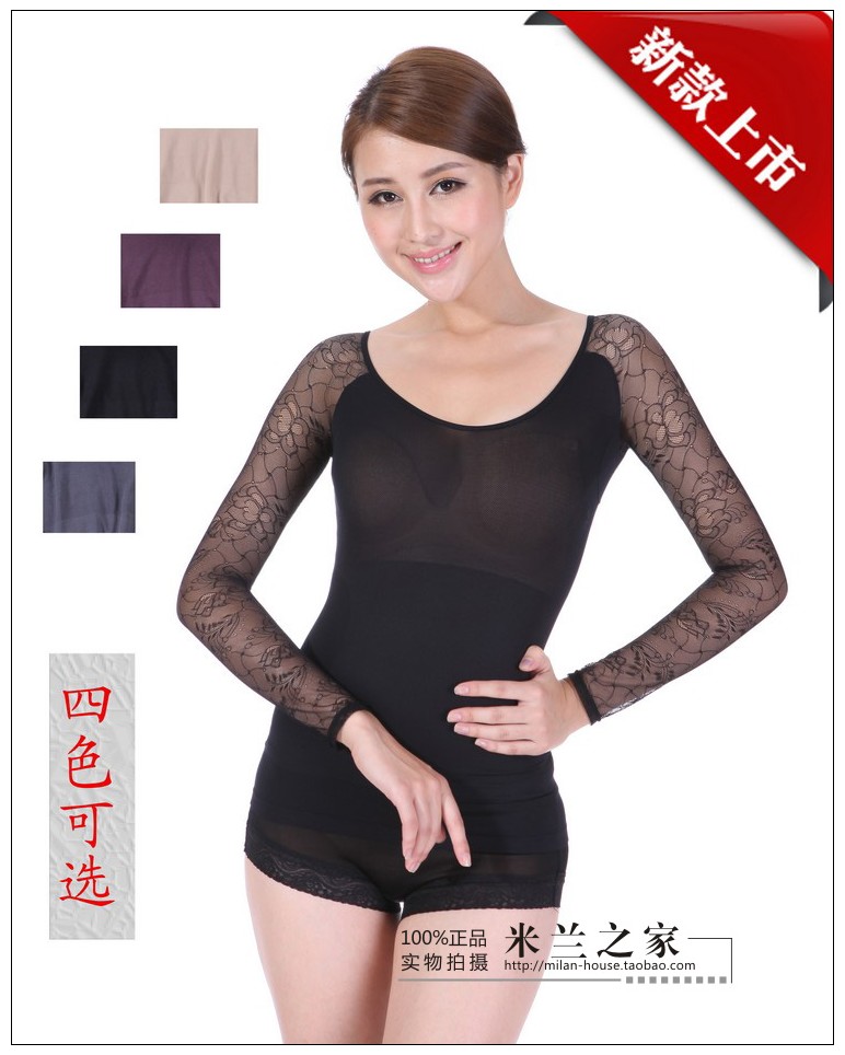 Shaper thin lace long-sleeve o-neck bag seamless abdomen drawing beauty care basic shapewear free shipping