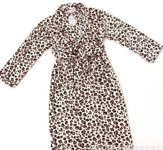 shawl collar bathrobe leopard shower robe sleepwear free...