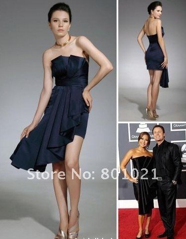 Sheath/ Column Strapless Short/ Mini Sleeveless Satin Ruffles Grammy Dress evening dresses