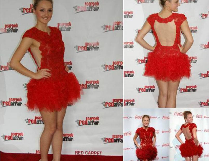 sheath scoop red above-knee short celebrity dress 2013