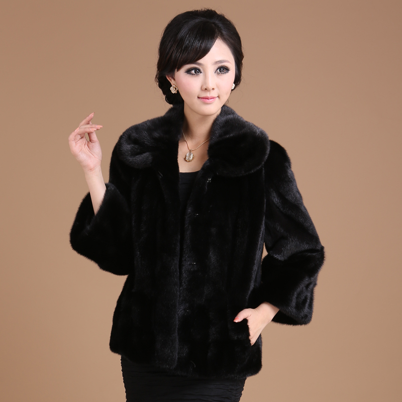 Sheep 2012 luxury marten overcoat fur black mink outerwear 6139