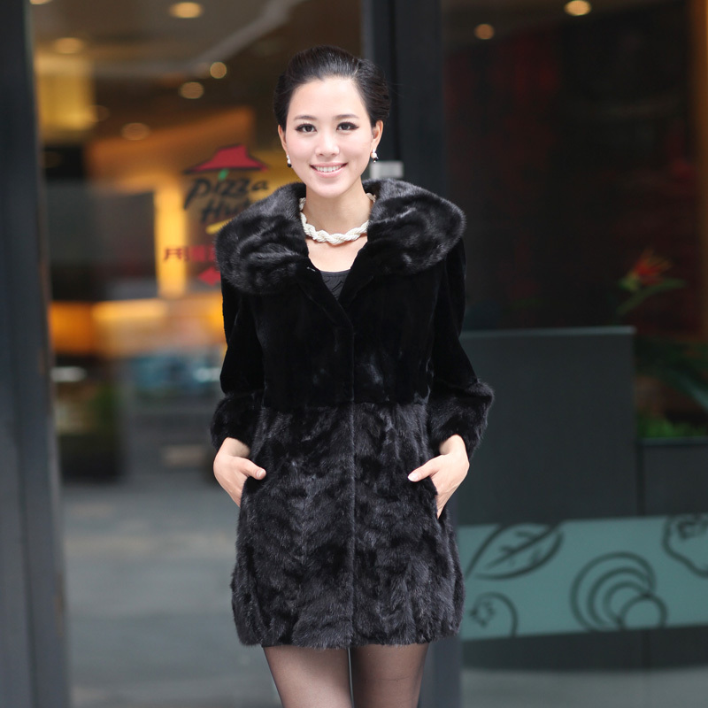 Sheep 2012 rex rabbit velvet mink hair long sleeve length turn-down collar noble elegant 6078