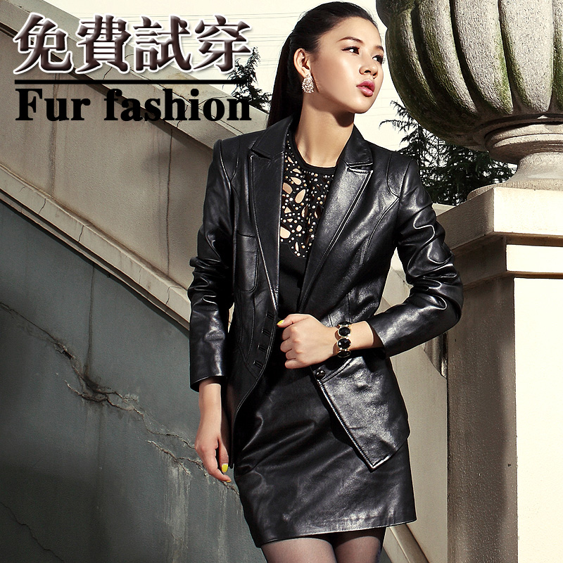 Sheepskin blazer 2013 leather clothing female short design slim genuine leather clothing FedEx free shipping