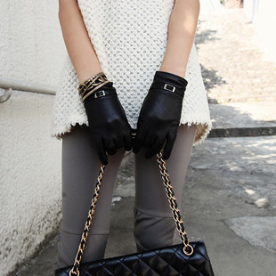 sheepskin genuine leather gloves female winter thermal gloves skin leather gloves