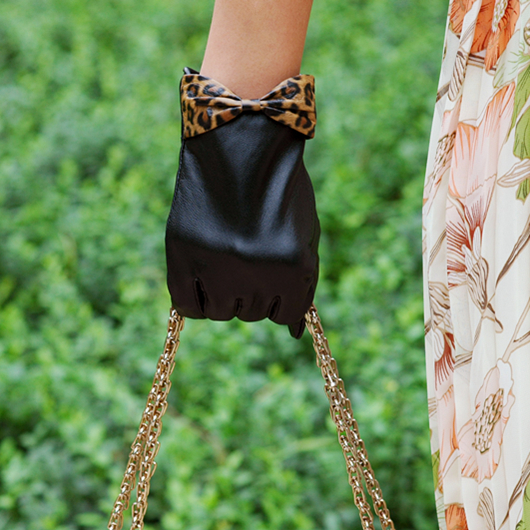 Sheepskin gloves bow women's autumn and winter genuine leather thermal gloves shall