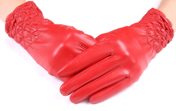 Sheepskin gloves female genuine leather gloves female autumn and winter fashion thermal gloves repair