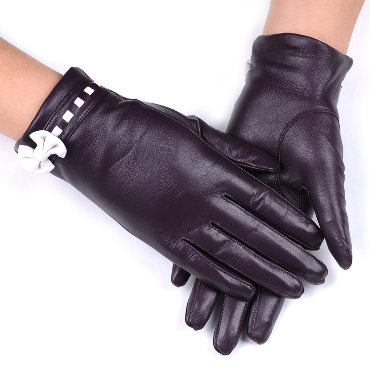 Sheepskin gloves female spring and autumn spring short design women's genuine leather gloves single
