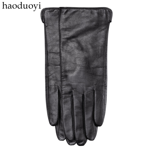 Sheepskin leather gloves black brown hm3 full cloth lining free shipping