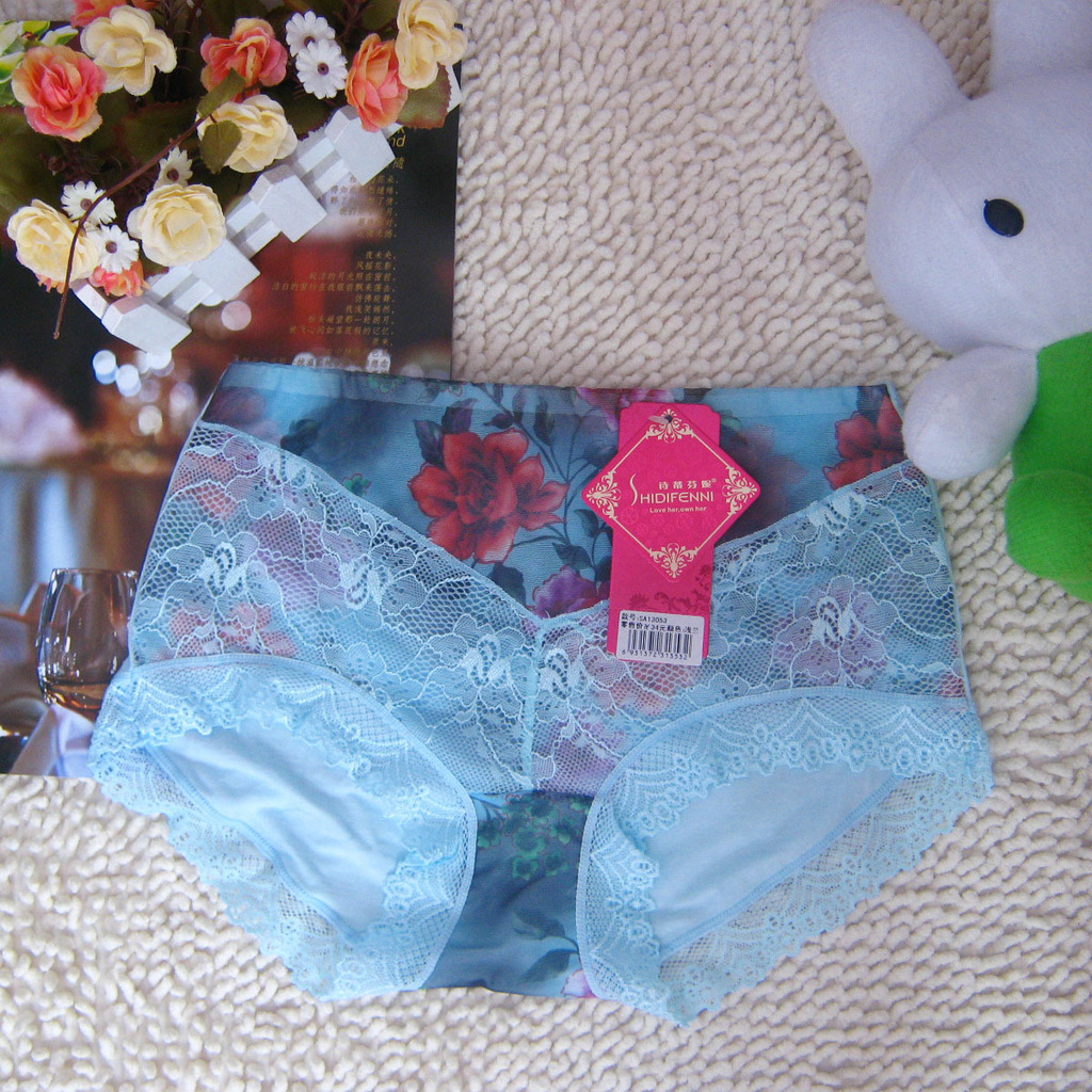 Shidi fanny bamboo fibre panty underwear soft lace physiological pants mid waist comfortable briefs