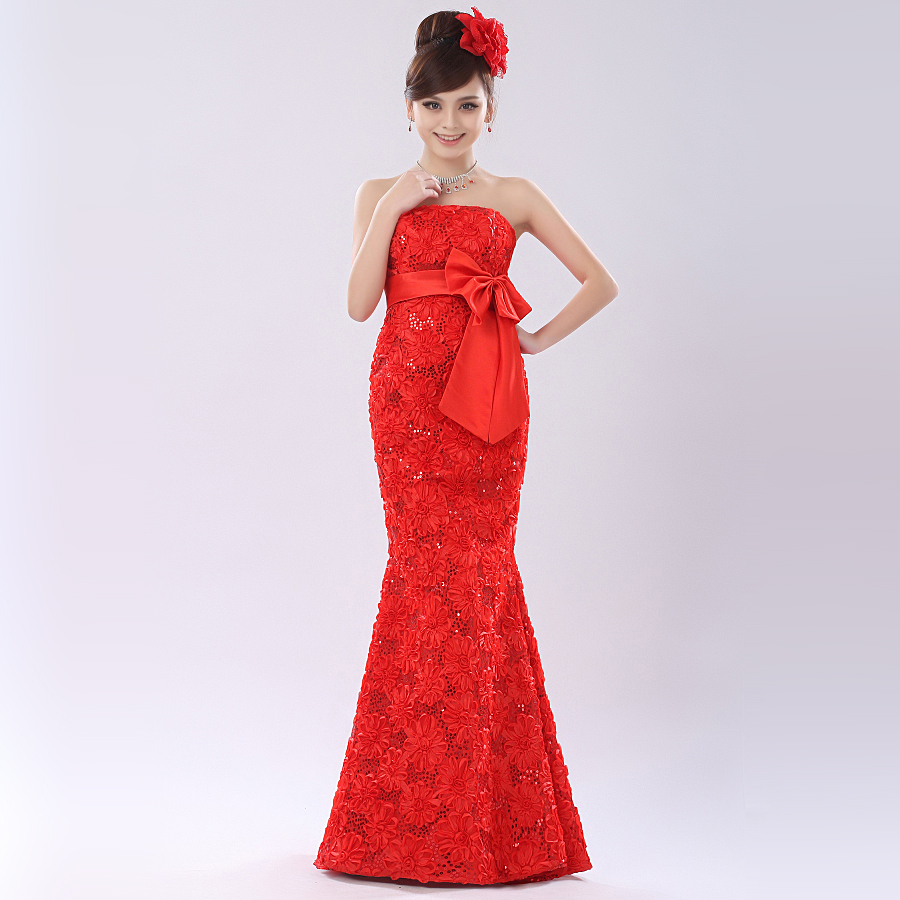 Shining 2012 Sexy Mermaid Sleeveless Floor Length Beading Lace over Satin Red Formal Party Gown Prom Evening Dresses