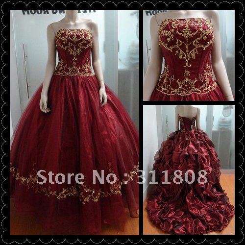 Shinny Organza Embroidery Quinceanera Dress Gown Princess Dress With Removable Train-OYB052