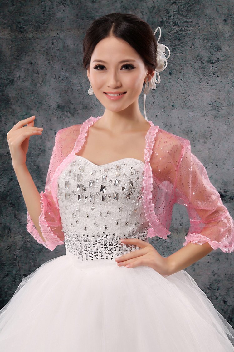 Shiny cape horn sleeve yarn-XiaoYi bud silk sequins shawls bride deserves the bride wedding dress &e