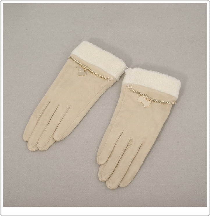 Shirai female pig suede gloves a6119 flannelet lining gloves female leather gloves