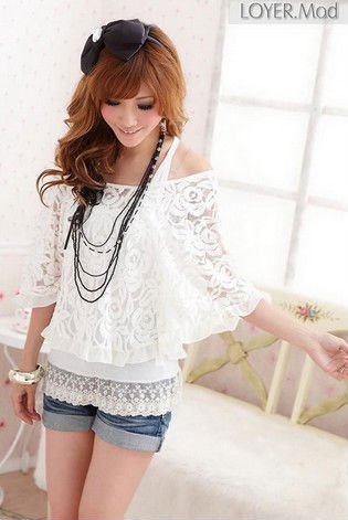 Shirt  For Woman Summer Clothing,Two Piece Set Lady White Shirt,New&Cheap Fashion Shirt,3 Days Leading,Wholesale/1 Pcs/Lot-ZH608