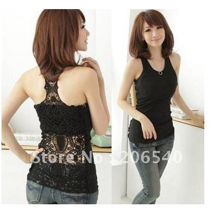 Shirt Top Hollow-out Vest Camisole Pierced Lace Fahsion New // Free Ship